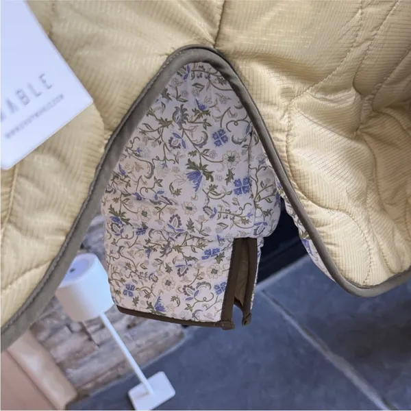 Anthropologie Tan Floral Reversible Quilted Puffer Jacket - Image 13