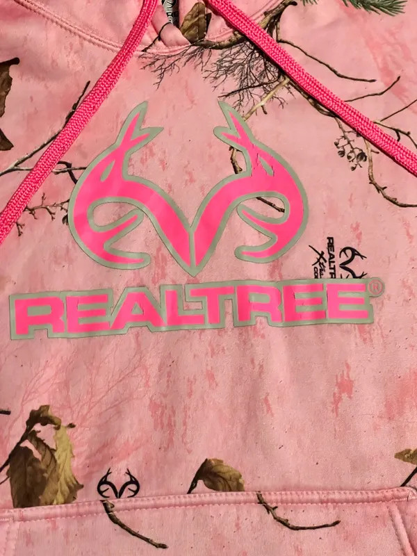 Womens XL16/18 Realtree Pink Camo Performance Pullover Fleece Hoodie - Image 3