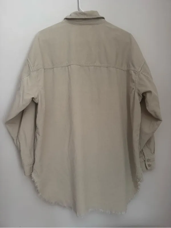 Offline by Aerie Corduroy Half Zip Shacket Women’s Medium Beige Oversized Cotton - Image 2