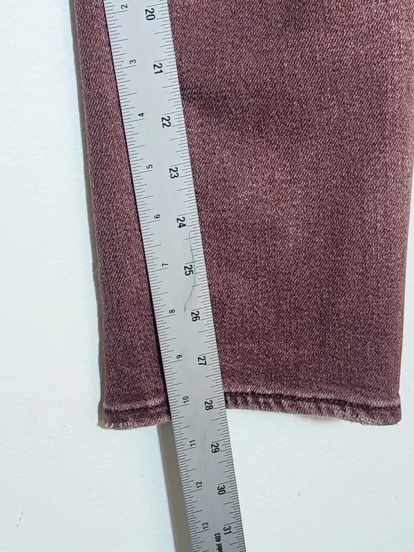 American Eagle Burgundy Pink Dyed Distressed Jeans Size 8 Long - Image 8