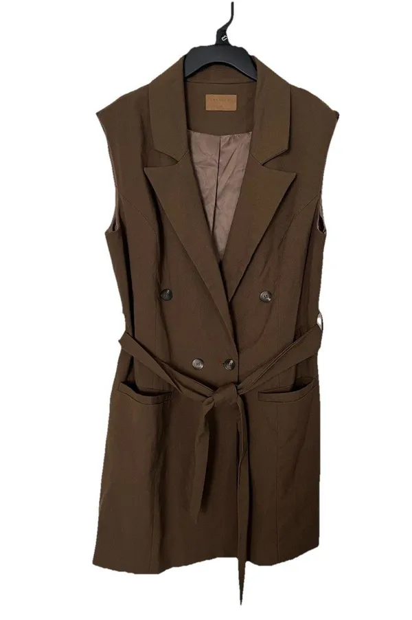 Crescent Sleeveless Vest Blazer Dress M Brown Twee Preppy - Image 11