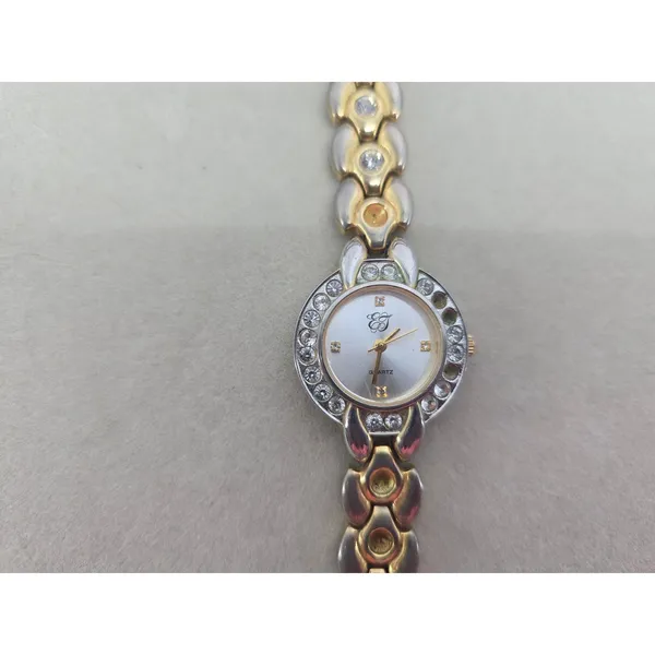 Elizabeth Taylor Wrist Watch Womens Two-Tone Rhinestone Bezel Analog Quartz* - Image 3