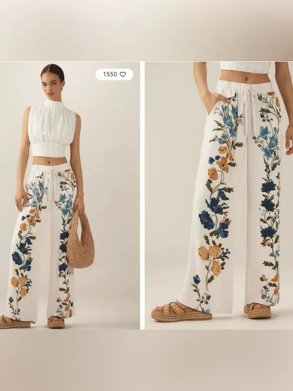 Anthropologie Printed Culottes Pants‎ Size XS Fairycore Tik Tok Famous Feminine - Image 10