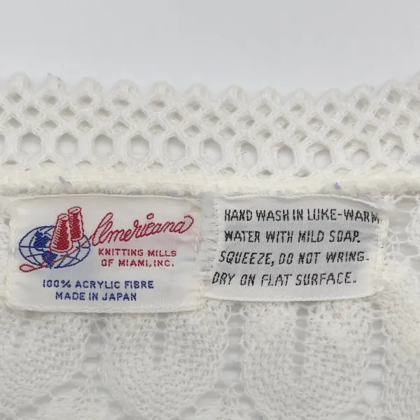 Vintage 60s Americana Womens Pointelle Knit Cardigan Sweater‎ Size Medium Japan - Image 9