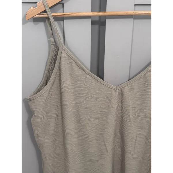 Sage Green Textured Lace Trim Tie Back Camisole Adjustable Strap V-Neck Tank Top - Image 4