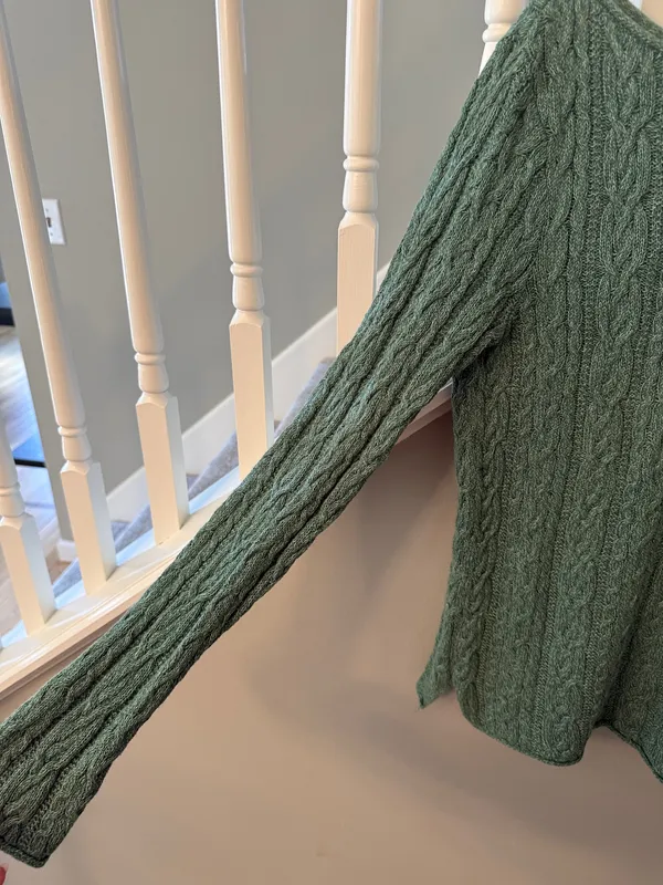 green knitted off the shoulder sweater - Image 2
