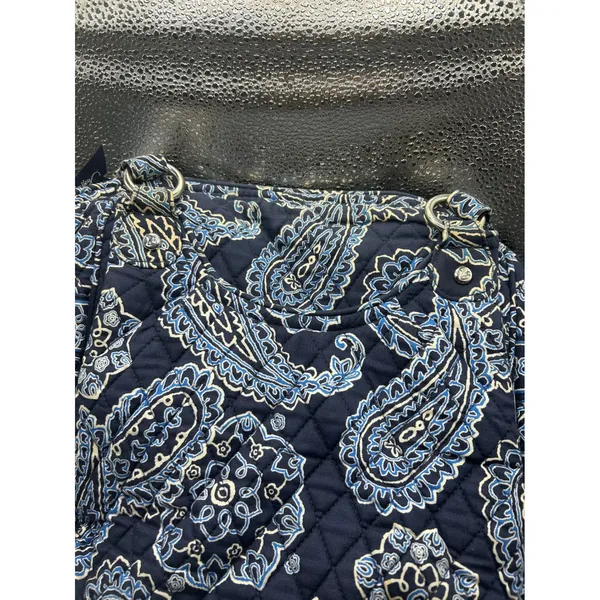 Vera Bradley Blue Bayou Paisley Quilted Cotton Shoulder‎ Bag Tote Navy Blue - Image 5
