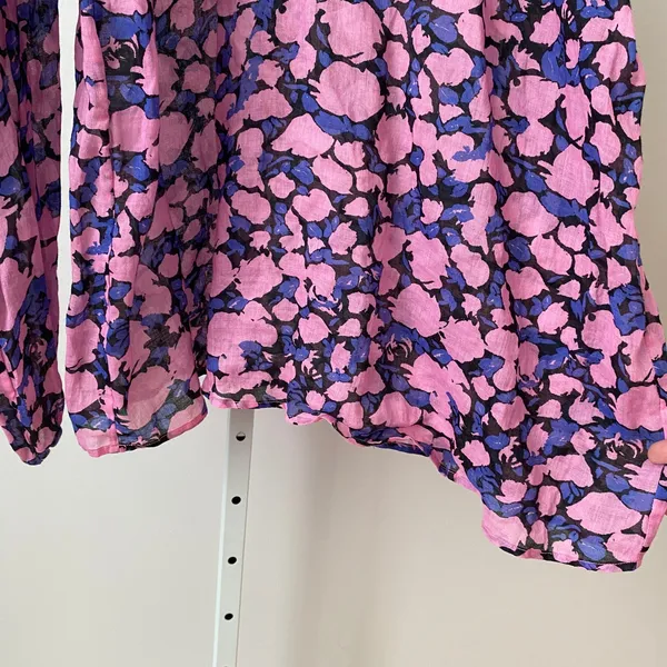 Anthro The Odells XL Pink Floral Blouse Keyhole Top Boho Cottage Prairie Peasant - Image 3
