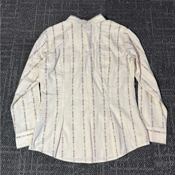 Wrangler Retro White Southwestern Stripe Pearl Button Up Shirt Size Large - Image 4