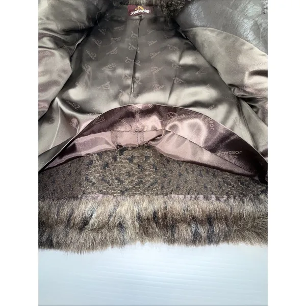 Vintage Jordache Brown Faux Fur Coat jacket Leopard Print Size 7/8 - Image 7