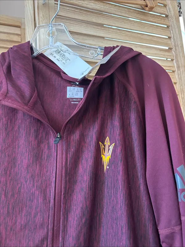adidas Maroon Zip-Up Hoodie with Sun Devil Logo XL NWT - Image 2