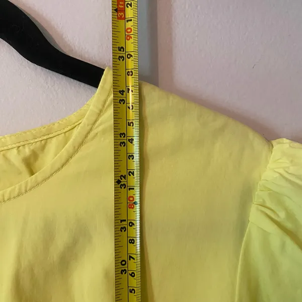 Maeve Anthropologie Butter Yellow Balloon Sleeve Mini Dress Cotton Women's Large - Image 11