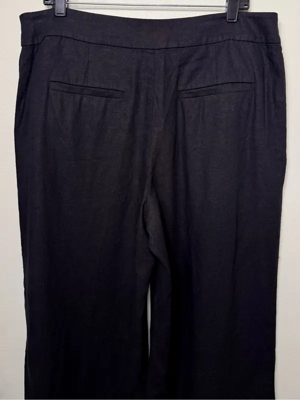 The LOFT Clean Wide Leg Pants in Linen Blend Black Size 14 - Image 6