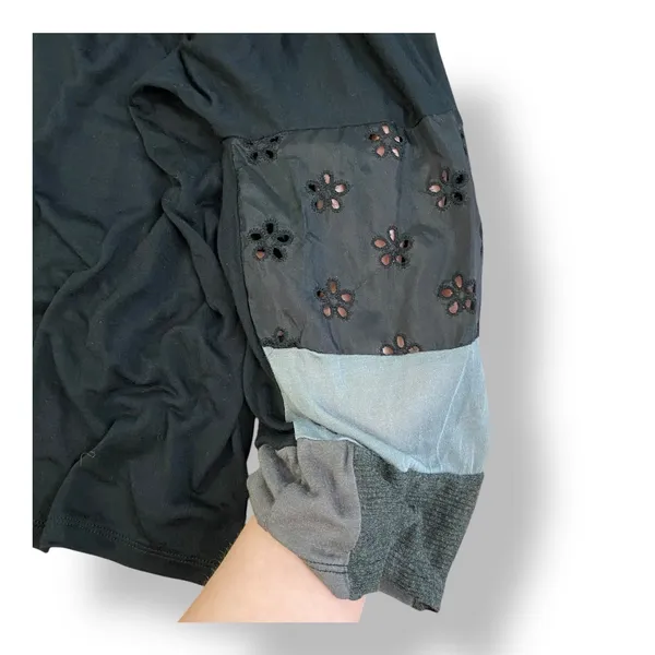 Johnny Was Patchwork Long Sleeve Blouse Womens‎ Size S Black Gray Boho - Image 5