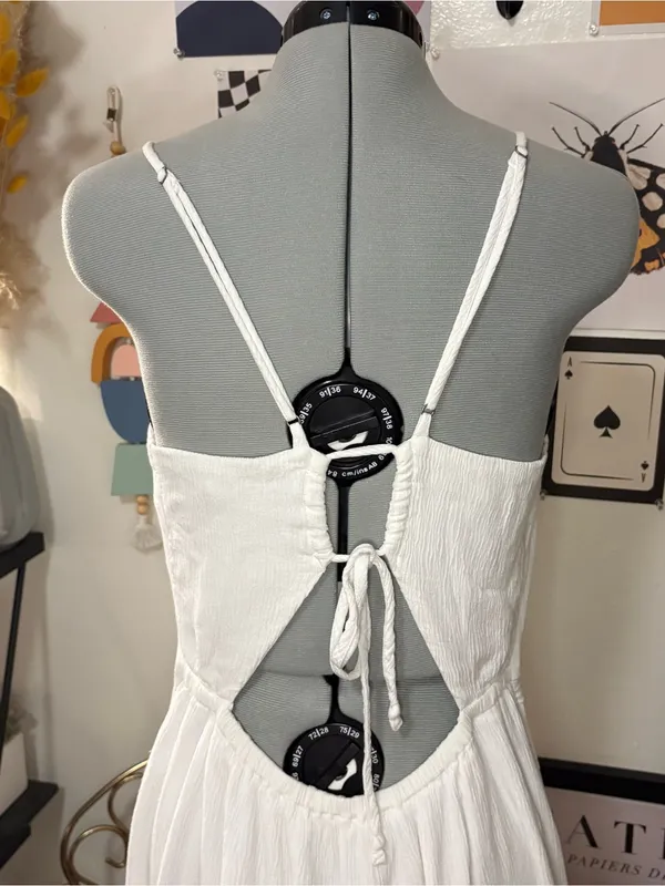 Abercrombie & Fitch White Open Back Button Front Maxi Dress - Image 8