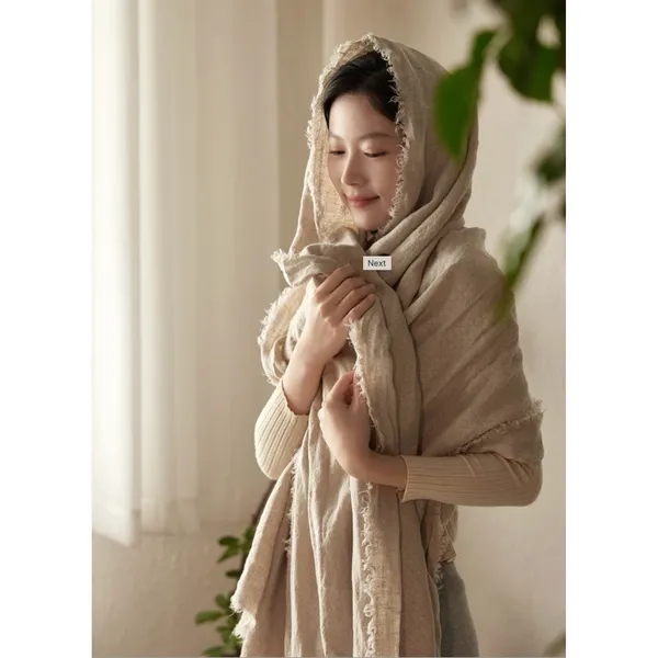 Ana Pure Linen Throw Multi-Purpose Scarf Boho Quiet Luxury‎ Minimalist Granola - Image 2