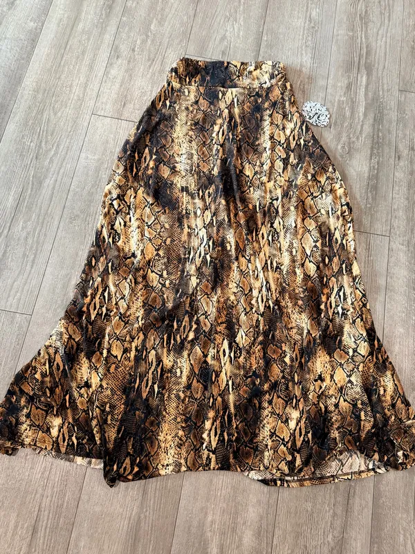 Snake-Print Maxi Skirt in Brown - Image 4
