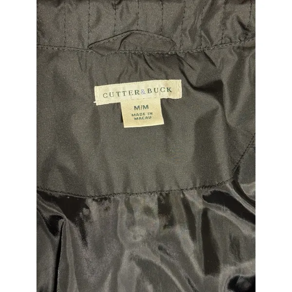 Quilted Women's Jacket Medium Black Zip Front Cutter & Buck Miller Lite Logo - Image 3