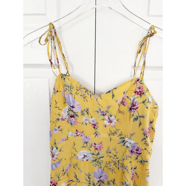 Abercrombie & Fitch Butter Yellow Floral Tiered Maxi Dress Tie Strap Romantic - Image 3