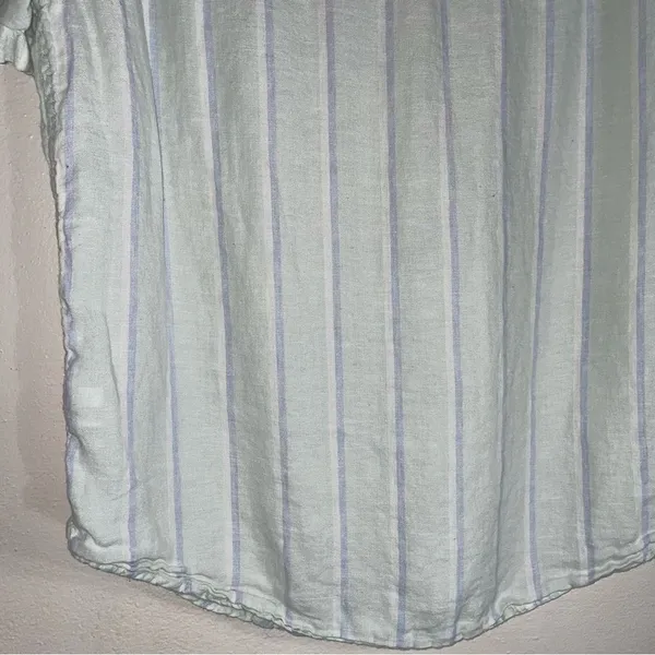 J Crew M 100% Linen Top Short Sleeve Button Front Collar Lagenlook - Image 8