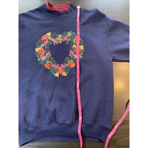 Lee Vtg Sweatshirt Women Medium Fall Autumn Leaves Heart‎ Wreath Grandmacore Granny - Image 10