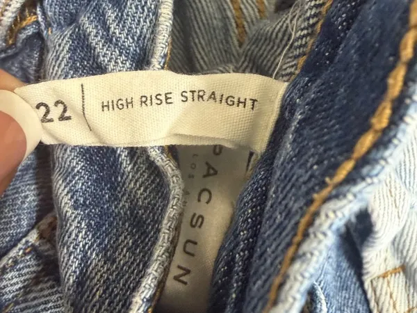 PACSUN High Rise Straight leg Buttonfly Two Tone Denim Jeans Women’s Sz 22 - Image 4