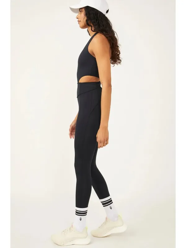 FREE PEOPLE Movement Back It Up Black Cutout Bodysuit Jumpsuit Sz M NEW NWOT - Image 3