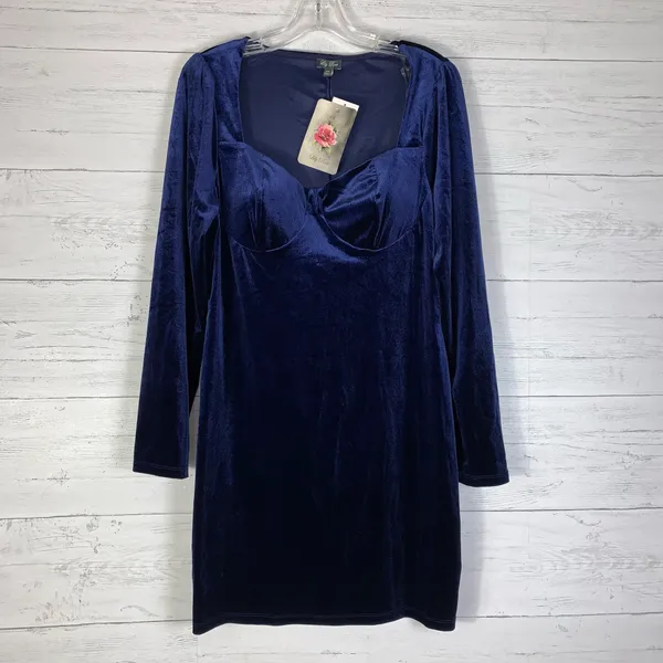 Lila Rose navy velvet mini dress size XXL juniors it size L regular NWT - Image 3