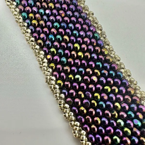 Purple beaded wide bracelet - Image 2