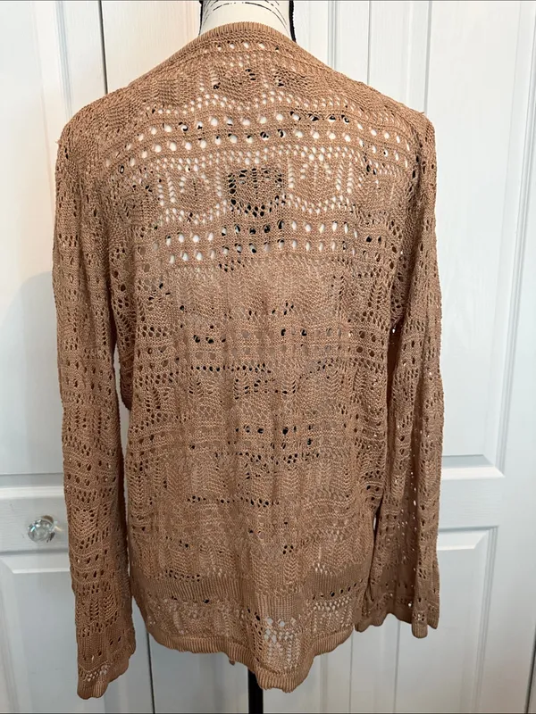 Cupshe Lightweight Camel Crochet V-Neck Swim Cover-up - Image 4