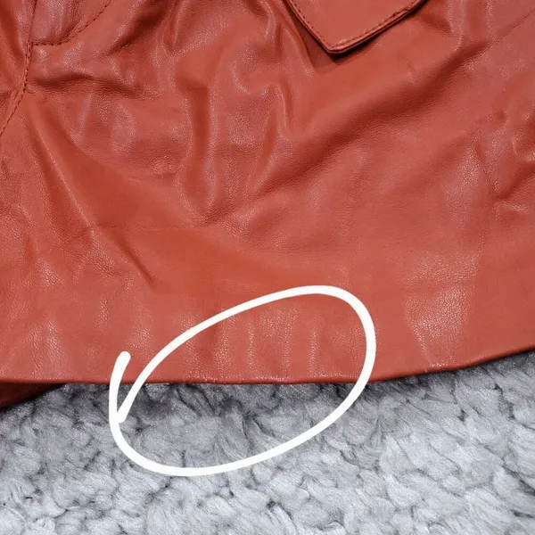 READ Zara Faux Leather Pleated High Rise Belted Shorts Orange XS trf Collection - Image 7