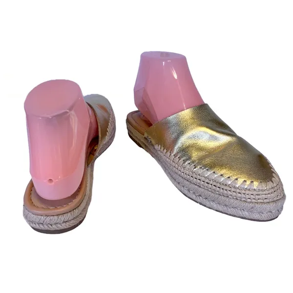 SAM EDELMAN GOLD LEATHER "AUSTIN" ESPADRILLE SLIDE MULES (7M) - Image 9