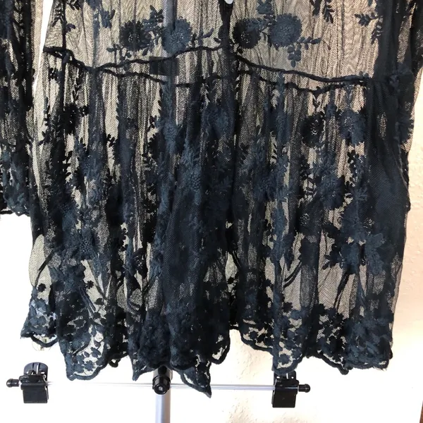 Gypsies Junkies Black Lace Long Sleeves Sheer Dress M - Image 3