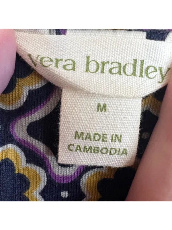 Vera Bradley Dottie Leaf Floral Pajama Set Navy Blue Size Medium - Image 8