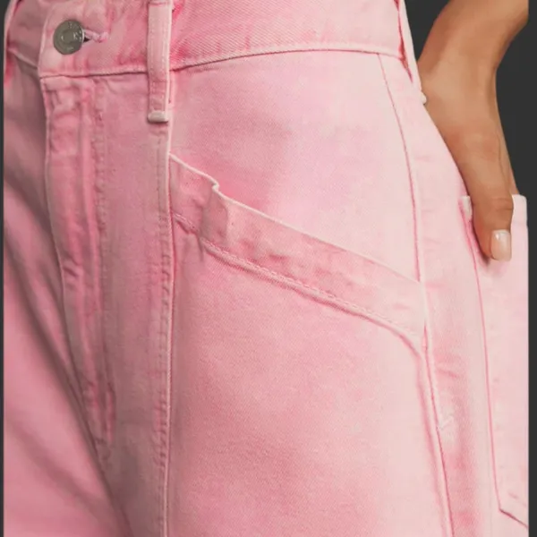 NWOT Pink High Rise Barrel Jeans Wide Leg Tapered Boyfriend Pants - Small - Image 4