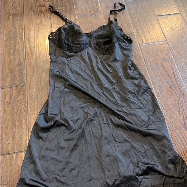 Vintage Elegant Black Lace Slip Dress size medium - Image 5