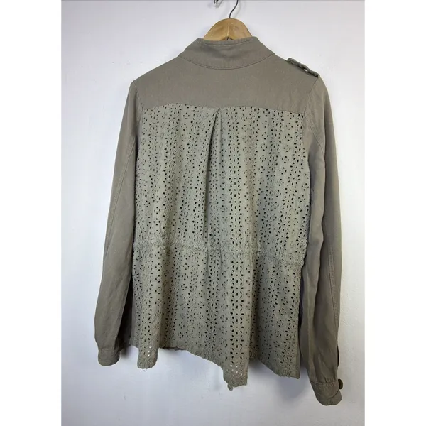 Miss Me Jacket Army Green Dune Drawcord Cotton Embroidered Fairy Grunge Large - Image 7