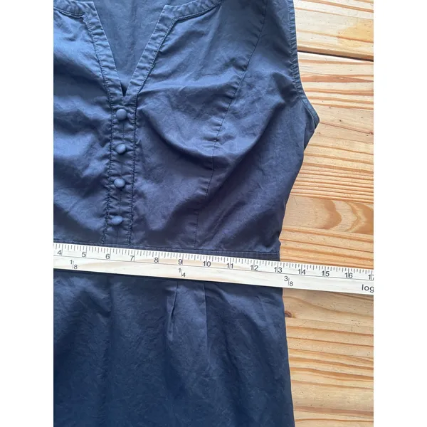 Ann Taylor LOFT Dress 4 Black Sleeveless‎ Cotton V-Neck A-Line Side Zip - Image 8