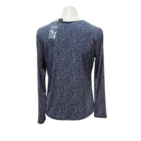 Tahari Women's M Blue Polka Dot V-Neck Long Sleeve Blouse New - Image 4