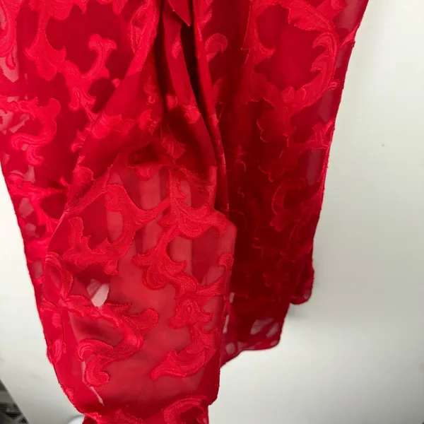 Vtg Victoria’s Secret Red Semi Sheer Slip Dress Sz Medium Babydoll - Image 11
