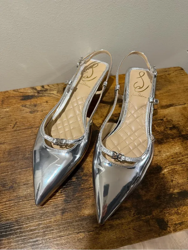 Sam Edelman Toni Silver Pointed Slingback Kitten Heels 6.5 - Image 2