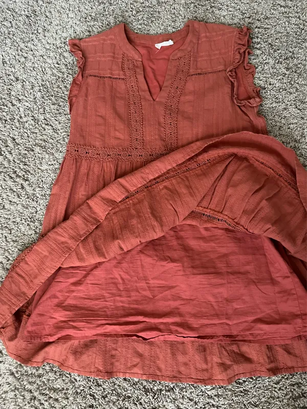 Altar’d State Rust Flutter Sleeve Dress - Image 3
