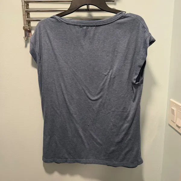 Automet Cap Sleeve‎ T-Shirt Heather Blue Large Minimalist Casual Loungewear - Image 4