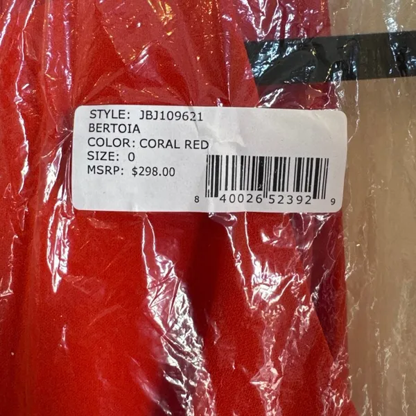 NWT‎ Jay Godfrey Red Coral lined high quality dress High front slit - Image 7