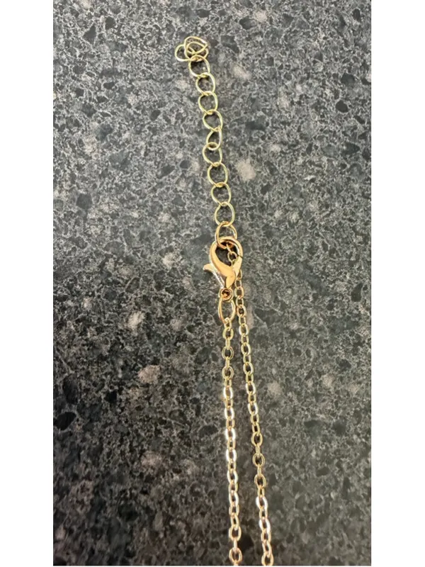 Women's Unbranded Gold Tone H Initial Necklace with Clear Stones, One Size - Image 4