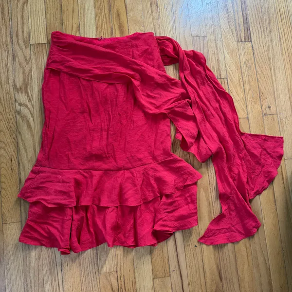 Urban Outfitters Red Ruffle Midi Skirt - Image 2