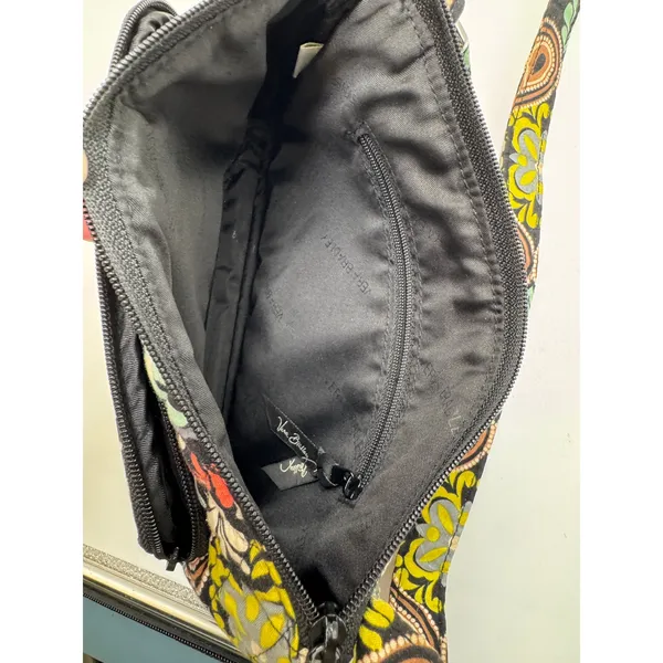 Vera Bradley Sierra On The Go Crossbody Bag Quilted Paisley Floral Black - Image 9