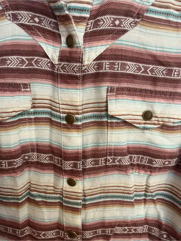 Ariat Striped Western Shirt in Rust, Cream & Teal Accents - Image 4
