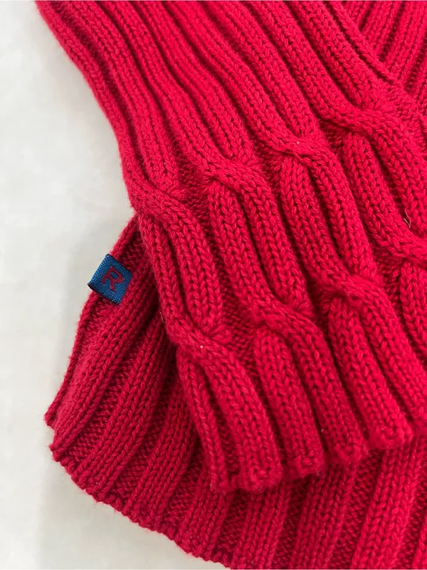 Ralph Lauren Red Knit Quarter Zip Sweater Size Small - Image 5