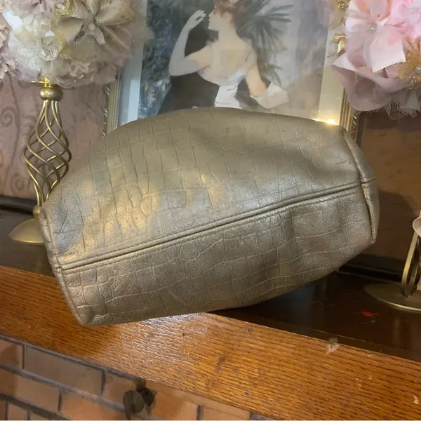 Lauren Ralph Lauren Gold Snakeskin-Embossed Leather Tote Bag - Image 9